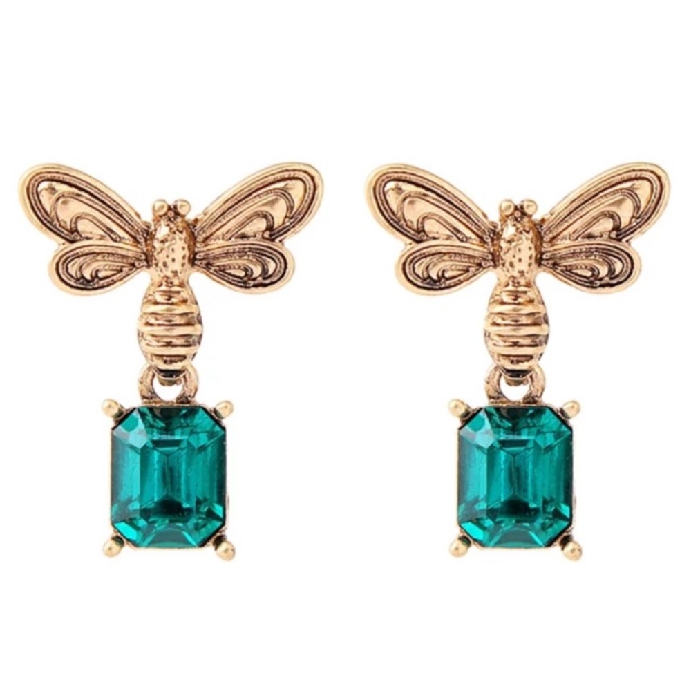 Green crystal earrings